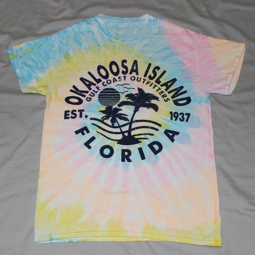 Tie-Dye 'Okaloosa Island' Tourist Graphic T-Shirt